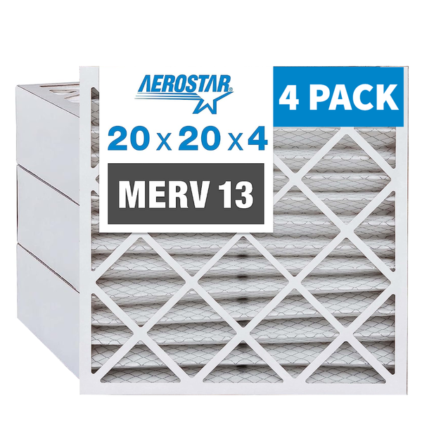 Aerostar 20x20x4 MERV 13 Pleated Filter Actual Size 191/2 x 191/2