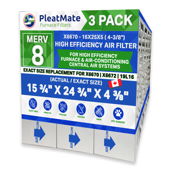 Lennox X6670 16x25x5 MERV 8 For Models HCF16-11 & HCC16-28. Actual