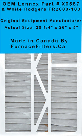 White Rodgers 20x26x5 Furnace Filter Actual Size 20 1/4" x 26" x 5" MERV 10 Case of 3.