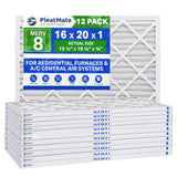 16x20x1 Furnace Filter MERV 8 Pleated Filters. Case of 12