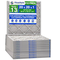 20x20x1 Furnace Filter MERV 13 Pleated Filters. Case of 12