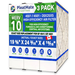 Generalaire 4501 Furnace Filter MERV 10 GF 4551 Mac 2000 Replacement 20x25x5. Case of 3 Made in Canada by Furnace Filters.Ca