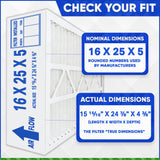 Honeywell 16x25x4 Furnace Filter Model # FC100A1029 MERV 13. Actual size 15 15/16" x 24 7/8" x 4 3/8." Case of 3 Generic.