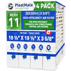 20x20x4 Furnace Filter 20 x 20 x 3.68" MERV 11 Rated Pleated Filters. Case of 4