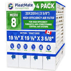 20x20x4 Furnace Filter 20 x 20 x 3.68" MERV 8 Rated Pleated Filters. Case of 4
