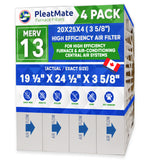20x25x4 Furnace Filter MERV 13 Pleated Filters. Actual/Exact Size 19 1/2" x 24 1/2" x 3 3/4"  Case of 4.