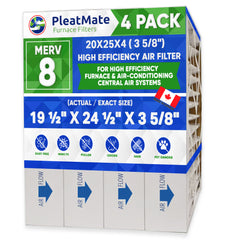 20x25x4 Furnace Filter MERV 8 Pleated Filters. Case of 4