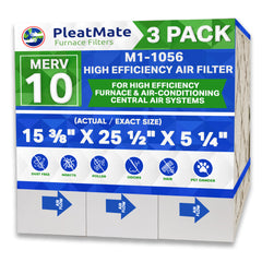 M1-1056 MERV 10 Replacement Filter. Actual Size 15 3/8" x 25 1/2" x 5 1/4." Case of 3 by Furnace Filters.Ca