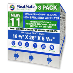 Lennox X0584 16x26x5 MERV 11. Actual Size 16 3/8" x 26" x 5 5/32" Generic Replacement Filters. Case of 3