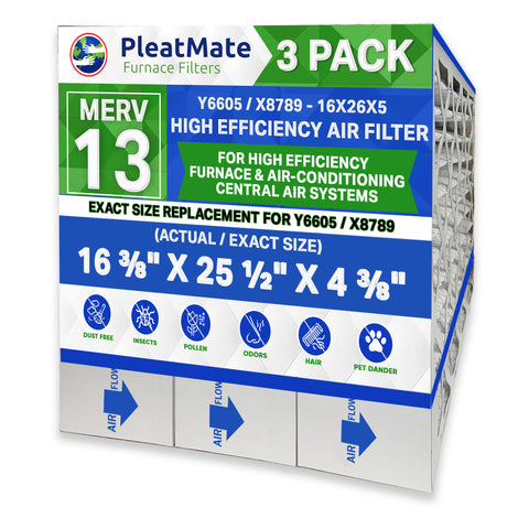 Lennox Y6605 Furnace Filter 16x26x5 MERV 13 Aftermarket Replacement for Lennox Healthy Climate PCO3-16-16 PureAir Air Cleaner. Case of 3