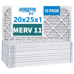 Aerostar 20x25x1 Furnace Filter MERV 11 Pleated Filters. Case of 12
