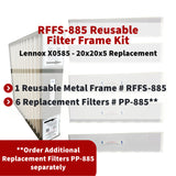 Lennox / Healthy Climate X0585 - 20x20x5 Reusable Filter Frame Kit - Includes Lifetime Reusable Frame MODEL # RFFS 885 and 6 Replacement Filters PART # PP-885 MERV 11. Made by FurnaceFilters.Ca