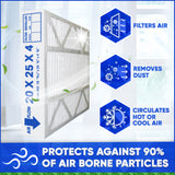 Honeywell 20x25x4 Furnace Filter Model # FC100A1037 MERV 11. Actual Size 19 15/16 x 24 7/8 x 4 3/8. Made in Canada by Furnace Filters.Ca Pkg. of 3