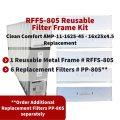 Goodman / Clean Comfort AMP-11-1625-45 Reusable Filter Frame System Kit - Includes Lifetime Reusable Frame MODEL # RFFS 805 and 6 Replacement Filters PART # PP-805 MERV 11