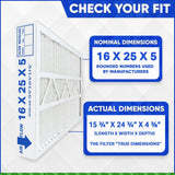 Lennox X6670 16x25x5 MERV 8 For Models HCF16-11 & HCC16-28. Actual Size 15 3/4" x 24 3/4" x 4 3/8." Generic Replacement Filters. Case of 3
