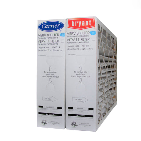 Carrier FILCCCAR0016 Furnace Filter Size 16 x 25 x 4 5/16." MERV 8 Rated. Case of 2