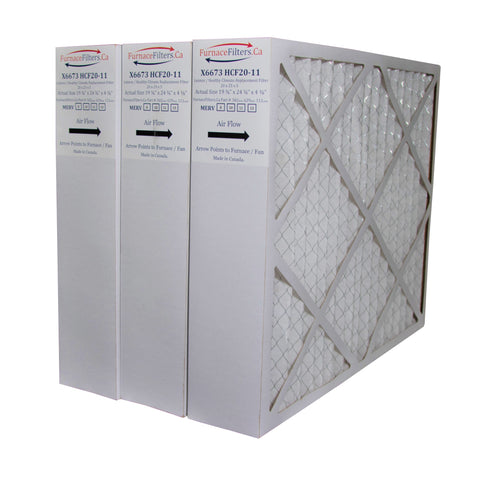 Lennox X6673 MERV 13 20x25x5 Replacement Filter. Actual Size 19 3/4" x 24 3/4" x 4 3/8." Made in Canada by Furnace Filters.Ca Pkg. of 3