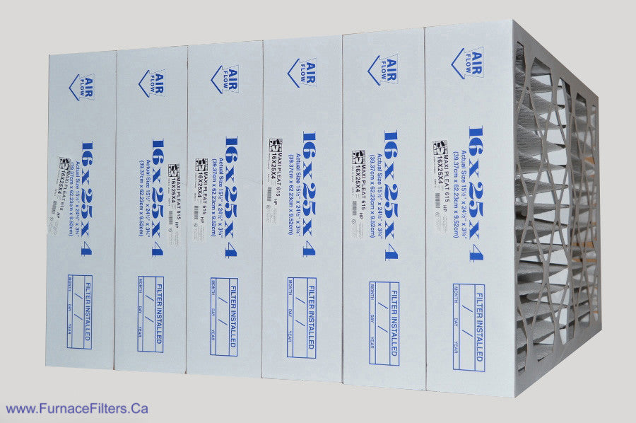 Dafco 16 x 25 x 4 (3 5/8") Pleated Filters. MERV 8 Rated. Case of 6