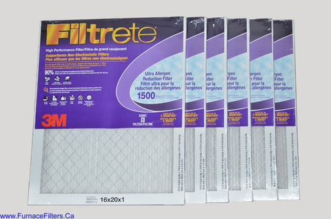 3M Filtrete 16x20x1 Furnace Filter MPR 1500. Case of 6.