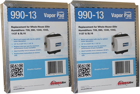 990-13 Generalaire Humidifier Vapor Pad for 1042 Series GFI 7002 Size 12" x 9 3/4" x 1 1/2" Package of 2