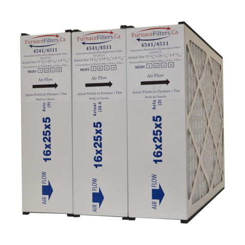 Generalaire GF 4511 MERV 13 16x25x5 Furnace Filter for Mac 1400 Air Cleaners. Package of 3. Made by Furnace Filters.Ca