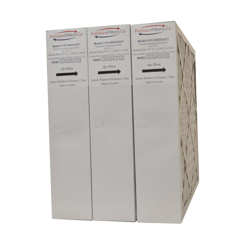 Honeywell 20x25x4 Furnace Filter Model # FC100A1037 MERV 8. Actual Size 19 15/16 x 24 7/8 x 4 3/8. Made in Canada by Furnace Filters.Ca Pkg. of 3