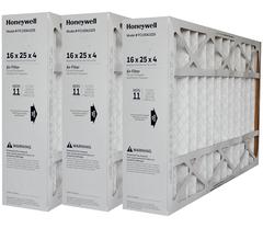 Honeywell Size 16x25x4 Model # FC100A1029 MERV 11. Actual Size 15 15/16" x 24 7/8" x 4 3/8" Case of 3