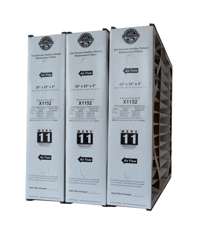 Lennox X1152 Furnace Filter 20x25x5 Healthy Climate MERV 11 With Foam Strips. Actual Size 19 3/4" x 24 1/4" x 5" Package of 3