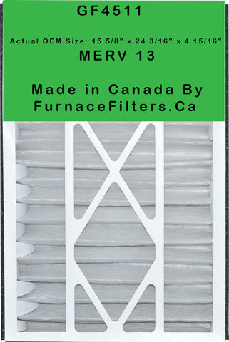 Sears / Kenmore Part # GF 4511 Replacement Filter 16x25, Actual Size 15 5/8" x 24 3/16" x 4 15/16." MERV 13. Case of 3