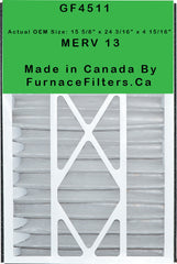 Sears / Kenmore Part # GF 4511 Replacement Filter 16x25, Actual Size 15 5/8" x 24 3/16" x 4 15/16." MERV 13. Case of 3