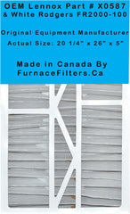 White Rodgers 20x26x5 Furnace Filter Actual Size 20 1/4" x 26" x 5" MERV 10 Case of 3.