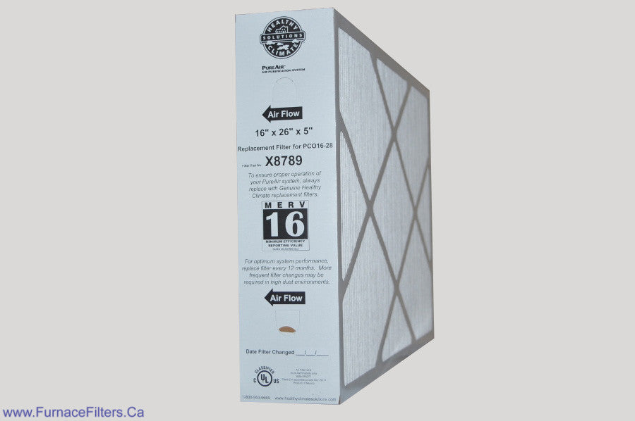 Lennox X8789 Furnace Filter 16x26x5 Healthy Climate MERV 16 for PC016